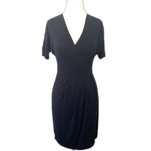 Barneys New York Modal Blend Stretchy Short Sleeve Mini Dress LBD Essential S